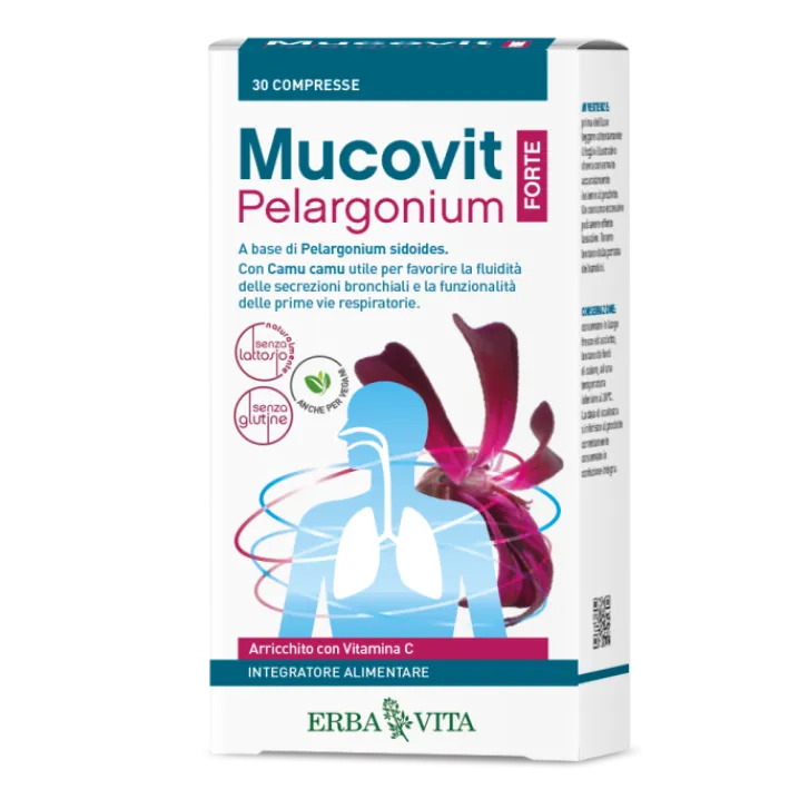 ERBA VITA GROUP SpA Erba Vita Mucovit Pelargonium Forte 30 compresse - Integratore Vie Respiratorie Sale