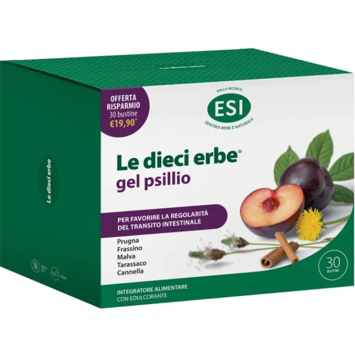 ESI Srl ESI Le Dieci Erbe Gel Psillio 30 Bustine - Integratore Regolarità Intestinale Discount