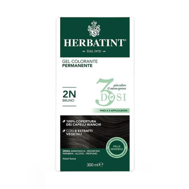 ANTICA ERBORISTERIA Herbatint Tintura per Capelli Gel Permanente 3 Dosi 2N Bruno 300 ml Hot