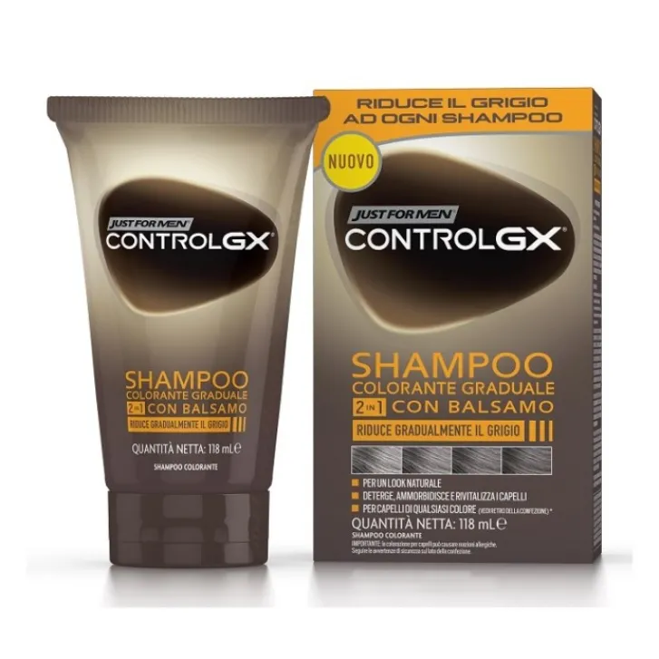 COMBE ITALIA Just For Men Control Gx Shampoo Colorante Graduale 2 in 1 con Balsamo 150 ml Hot