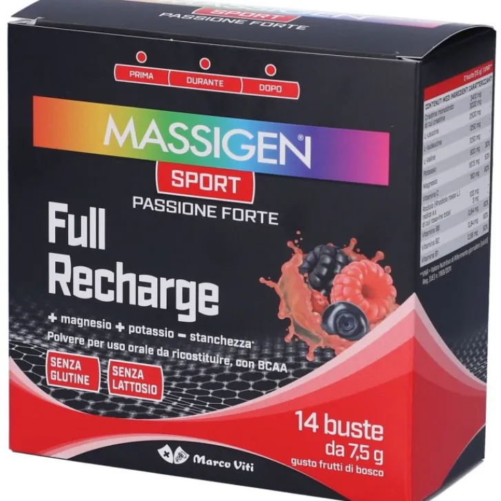 MARCO VITI FARMACEUTICI SpA Massigen Sport Full Recharge 14 Bustine - Integratore Recupero Sportivo Online
