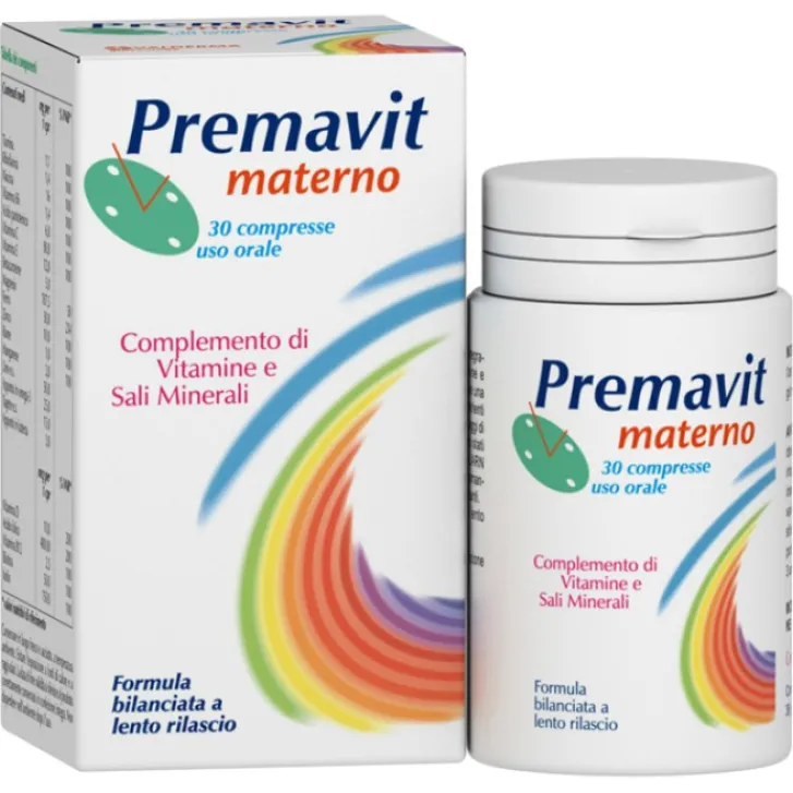 VALDERMA Srl Premavit Materno 30 Compresse - Integratore Vitamine Sali Minerali Hot