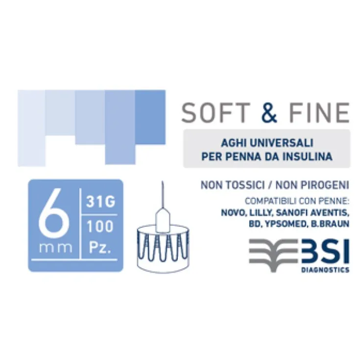 BIOCHEMICAL SYSTEM INTERN. SpA Soft & Fine Ago Insulina G31 6 mm 100 pezzi